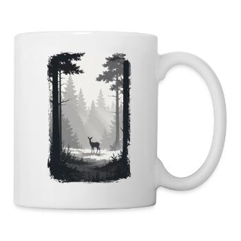 Cerf minimaliste dans la forêt nuageuse - Mug blanc - blanc - Droite