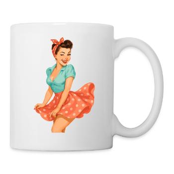 Sweet Pin Up in the Wind – Style Rétro Candy - Mug blanc - blanc - Droite