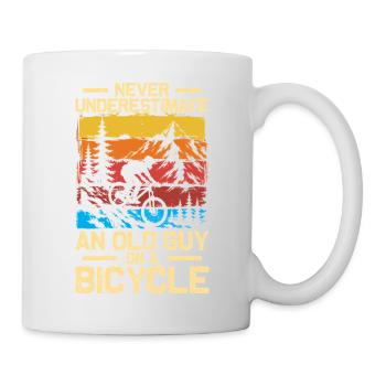 Old guy on a bicycle Bike Mountainbike Downhill - Mug - white - Right