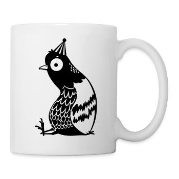 Linienvogel mit Partyhut - Tasse - Weiß - Rechts