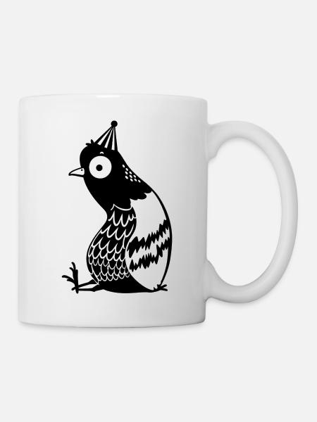 Linienvogel mit Partyhut - Tasse - Weiß
