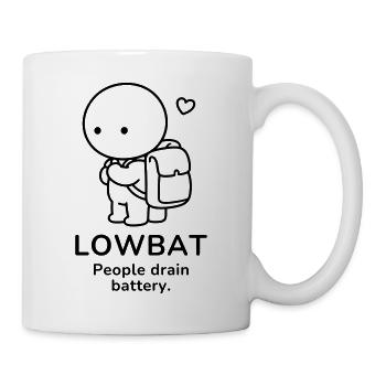 Lowbat – People Drain Battery | Introvert Mood - Tasse - Weiß - Rechts