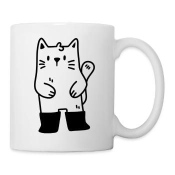 Katze in Stiefeln - Tasse - Weiß - Rechts