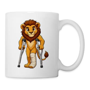 Lion de combat avec des béquilles - Mug blanc - blanc - Droite
