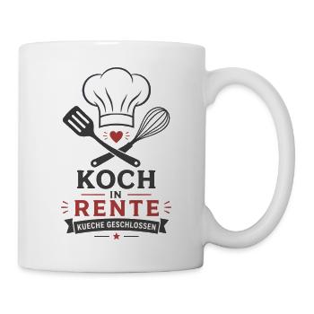 Koch in Rente – Küche geschlossen & Kochlöffel - Tasse - Weiß - Rechts