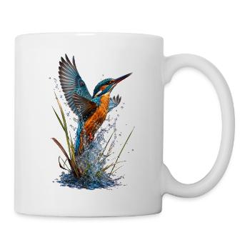 Brillanter Eisvogel am Wasserfall - Tasse - Weiß - Rechts