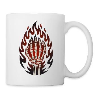 Flammende Skeletthand - Tasse - Weiß - Rechts