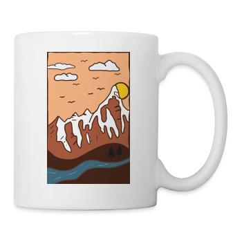 Berglandschaft Sonnenuntergang - Tasse - Weiß - Rechts