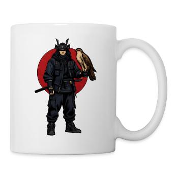 Ninja Krieger mit Falke - Tasse - Weiß - Rechts