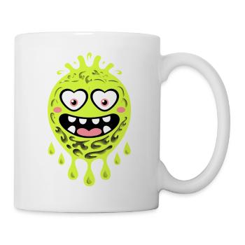 Monstre effrayant drôle avec des yeux en cœur - Mug blanc - blanc - Droite