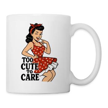 Too Cute to Care – Freches Pin-up Girl Retro - Tasse - Weiß - Rechts