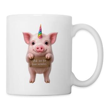 Regenbogen-Einhornschwein - Tasse - Weiß - Rechts