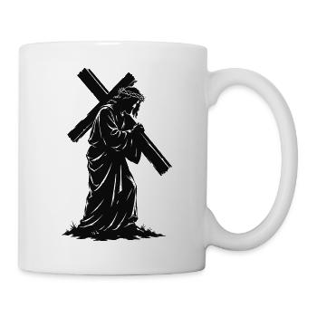 Kreuzsilhouette der Andacht - Tasse - Weiß - Rechts