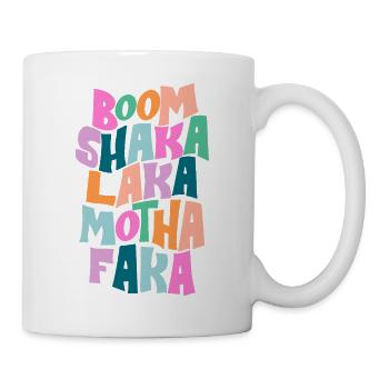 Fette Farbburst-Typografie - Tasse - Weiß - Rechts