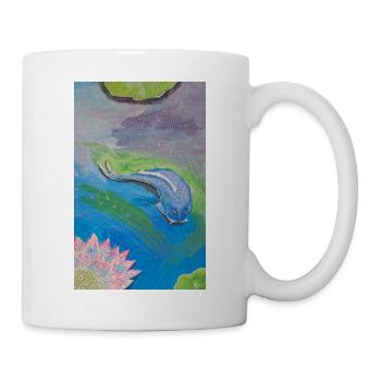 Blue tropical fish over lotus - Mug - white - Right