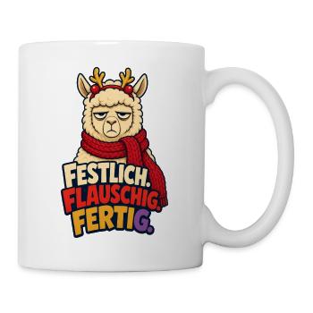 Lama Advent Festlich Flauschig - Tasse - Weiß - Rechts