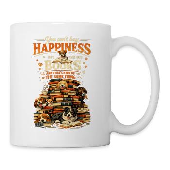 Book Stack & Dogs: You Can't Buy Happiness - Mug - white - Right