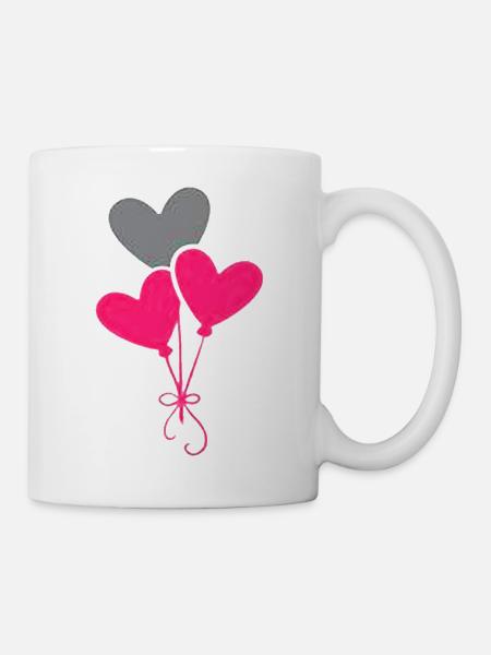 Amour des ballons en forme de cœur - Mug blanc - blanc