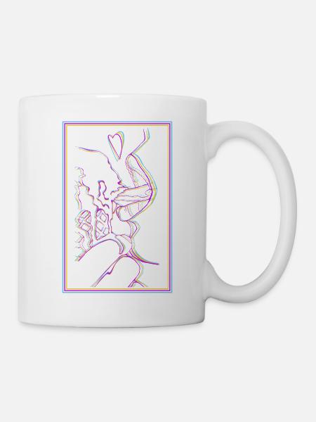 Genüsslich Eis essen - Tasse - Weiß
