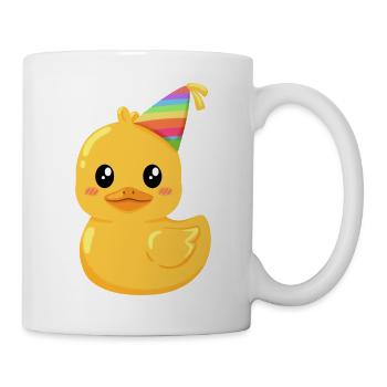 Regenbogen-Gummiente mit Partyhut - Tasse - Weiß - Rechts
