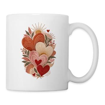 Boho Herzen – Romantisches Retro Design - Tasse - Weiß - Rechts