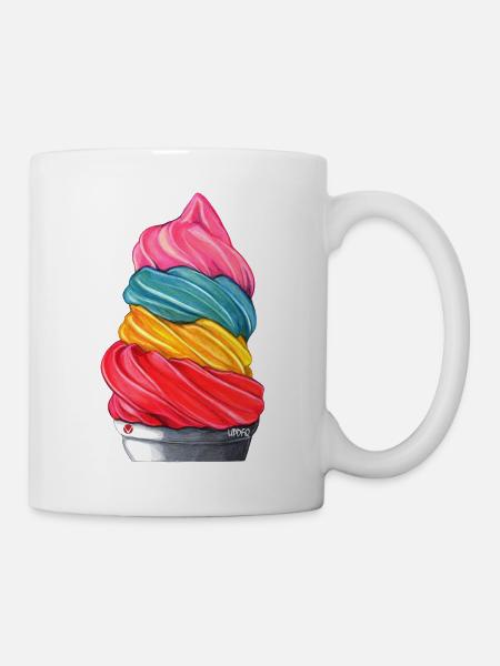 Regenbogen-Eiscremestapel - Tasse - Weiß