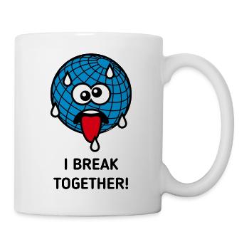 Emoticon Erde, I Break Together, Klimawandel POS4C - Tasse - Weiß - Rechts