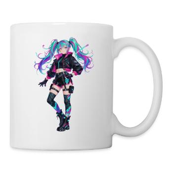 Anime Girl im Cyberpunk-Stil - Tasse - Weiß - Rechts