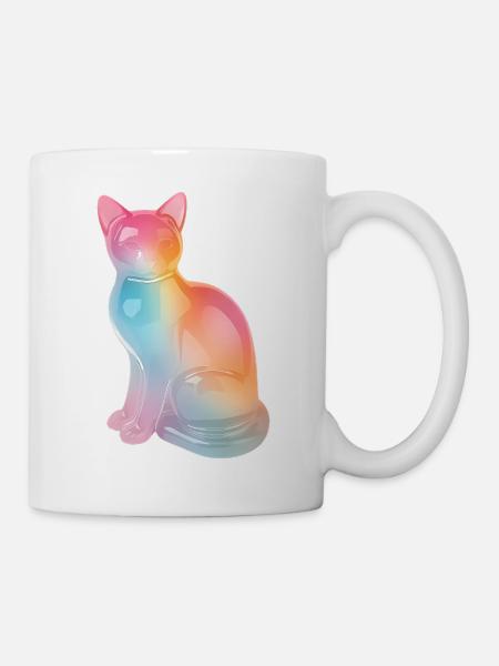 Regenbogenkatze Prisma - Tasse - Weiß