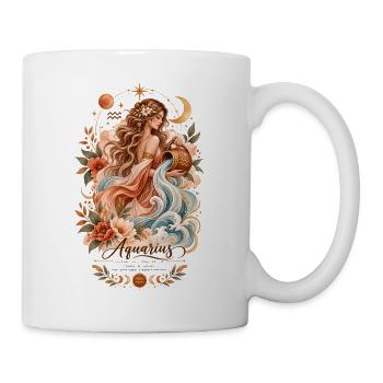 Aquarius Zodiac Terrakotta Botanische Astrologie - Tasse - Weiß - Rechts
