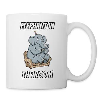 Elephant in the Room – Witzige buchstäbliche Idiom-Zeichentrickserie - Tasse - Weiß - Rechts