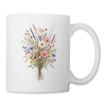 Wildblumen Strauß | Blumen Wiese Natur - Tasse - Weiß - Rechts
