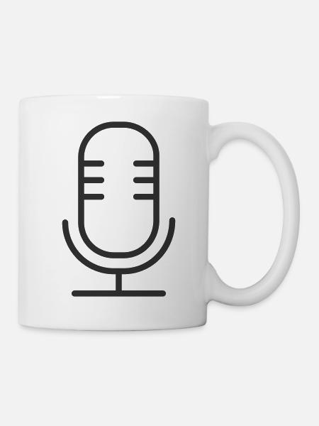 Mikrofon-Linien-Symbol - Tasse - Weiß