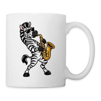 Zebra mit Saxophon - Tasse - Weiß - Rechts