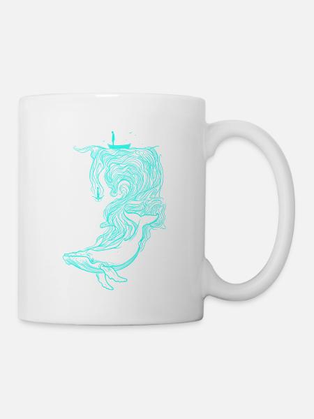Wal mit Taucher - Tasse - Weiß