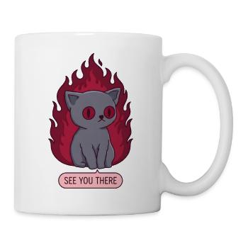 Süße Goth Katze in Flammen See You There - Tasse - Weiß - Rechts