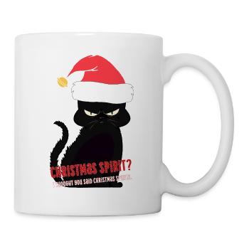 Freche Weihnachtskatze – Weihnachtsgeist oder Geister - Tasse - Weiß - Rechts