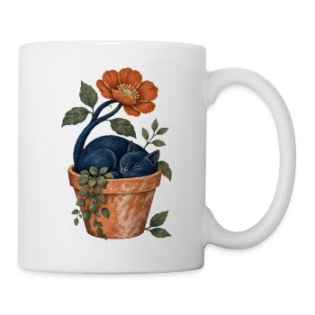 Schlafende Katze im Garten - Tasse - Weiß - Rechts