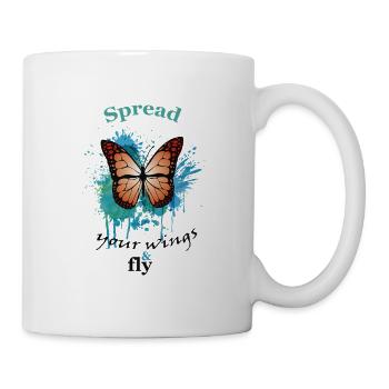 Schmetterlingsflügel: Abheben und träumen - Tasse - Weiß - Rechts