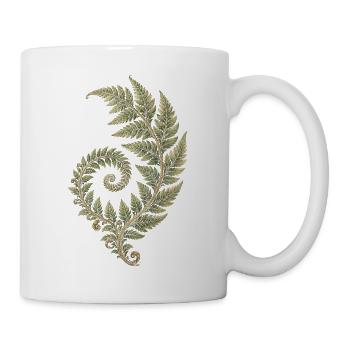 Fibonacci Spirale Farn – Mathematik und Natur - Tasse - Weiß - Rechts