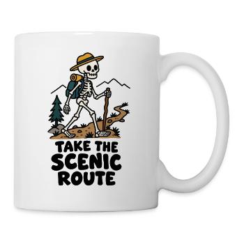 Nimm die Scenic Route – Lustiges Wanderskelett - Tasse - Weiß - Rechts