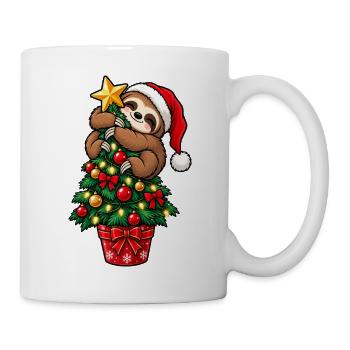 Weihnachten Faultier Tannenbaum Geschenkidee - Tasse - Weiß - Rechts