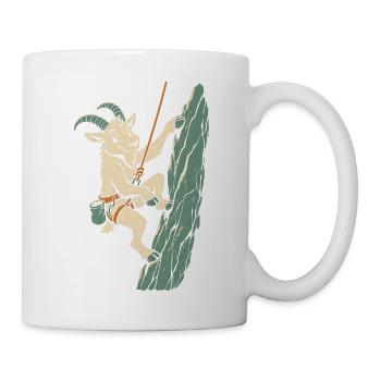 Klettern Ziege an der Felswand Kletterer Herren - Tasse - Weiß - Rechts