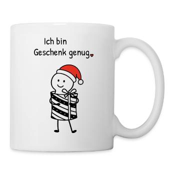 Ich bin Geschenk genug | Weihnachtshumor mit Figur - Tasse - Weiß - Rechts