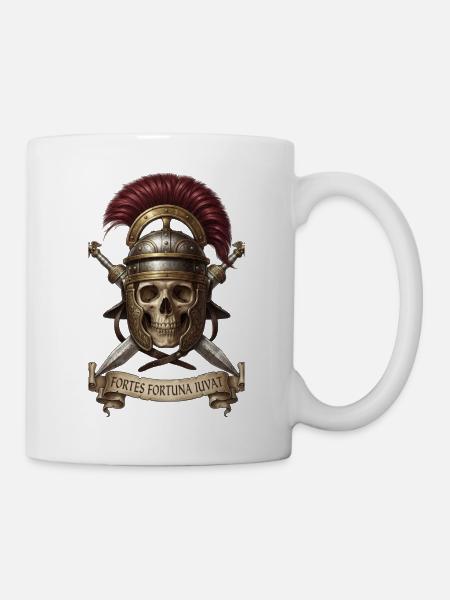 Römer Schädelhelm in antiker Kriegsrüstung - Tasse - Weiß