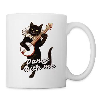 Dance with Me – Schwarze Katze mit Banjo - Tasse - Weiß - Rechts