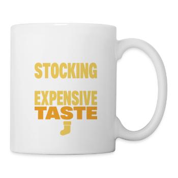 Weihnachtsstrumpf mit teurem Geschmack - Tasse - Weiß - Rechts
