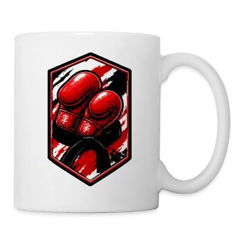 Rote Boxhandschuhe Patch - Tasse - Weiß - Rechts