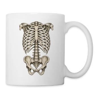 Skelett Torso – Rippen und Becken zu Halloween - Tasse - Weiß - Rechts
