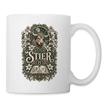 Stier – Stark, zuverlässig & bodenständig - Tasse - Weiß - Rechts